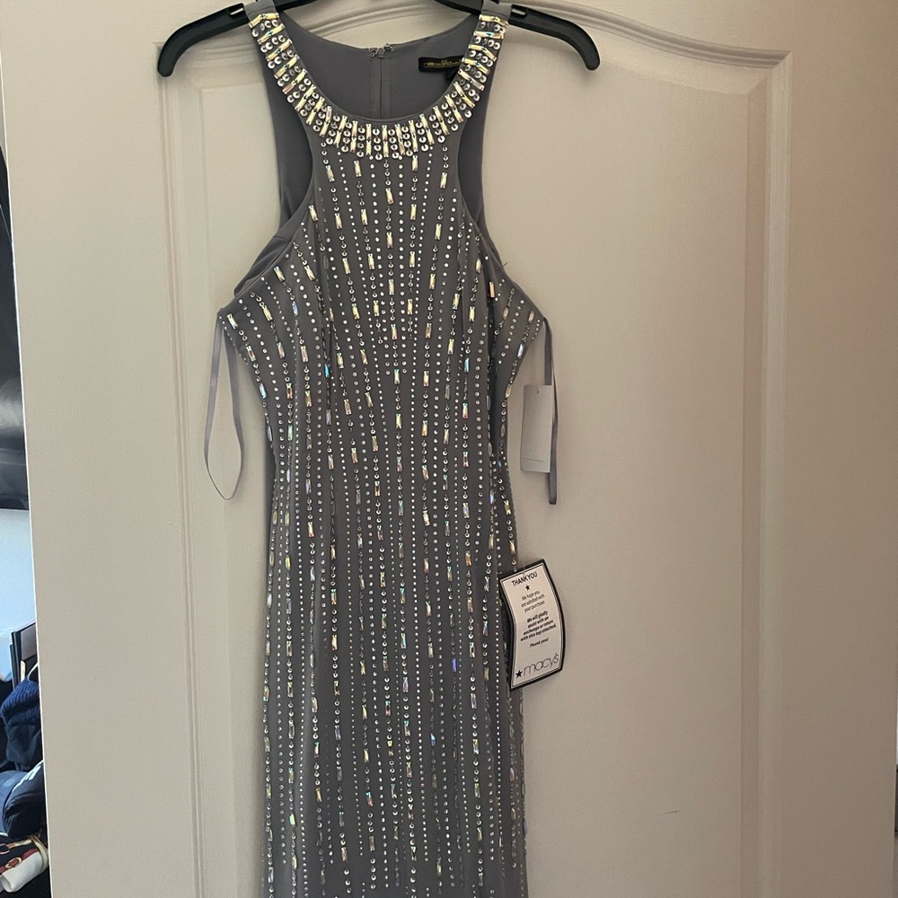 Glam Silver Embellished Prom Dress